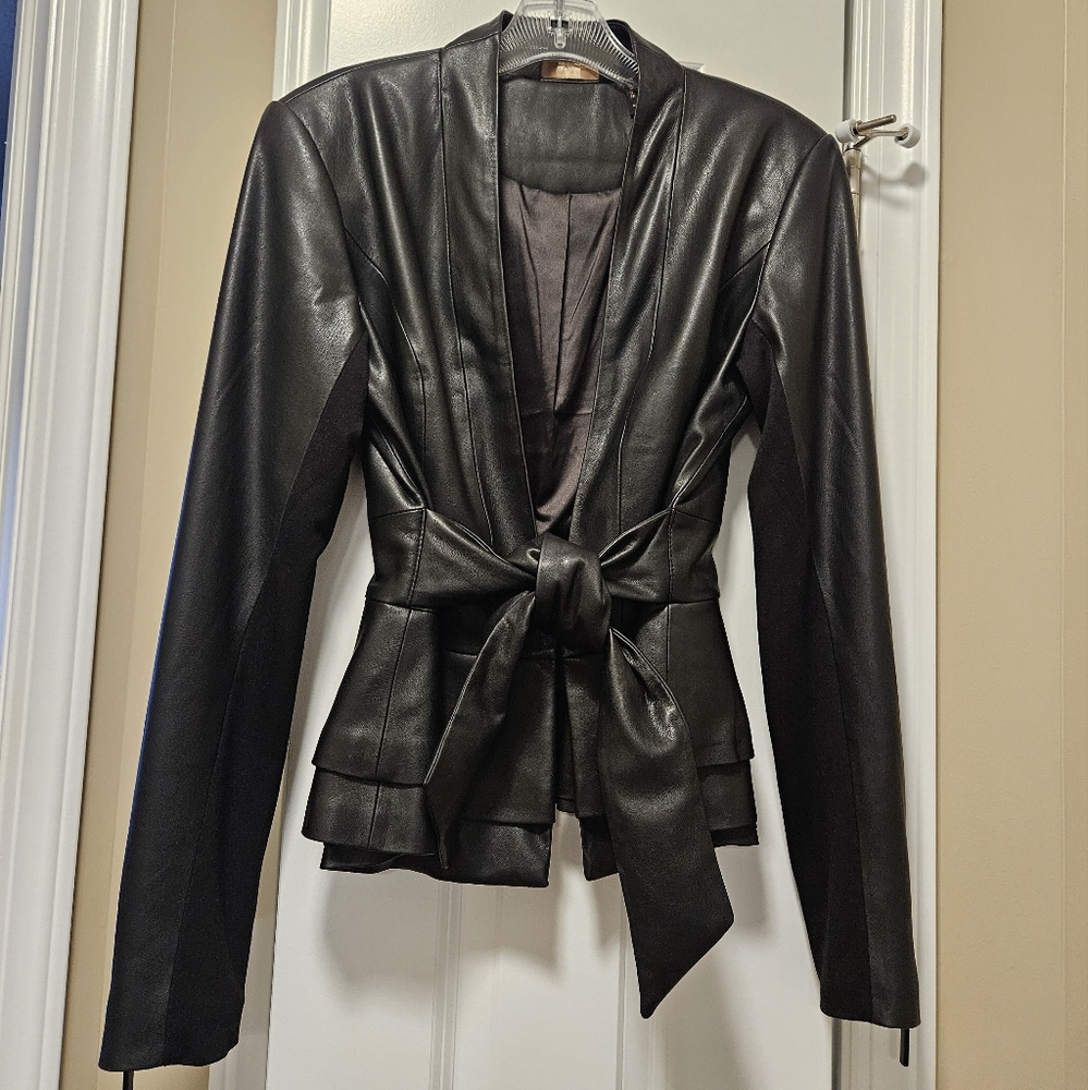 Gorgeous GILI Faux Leather Peplum Jacket